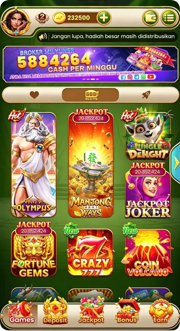 Tampilan utama aplikasi Aplikasi omg138 Resmi: Download dan Instalasi yang intuitif dan efisien.